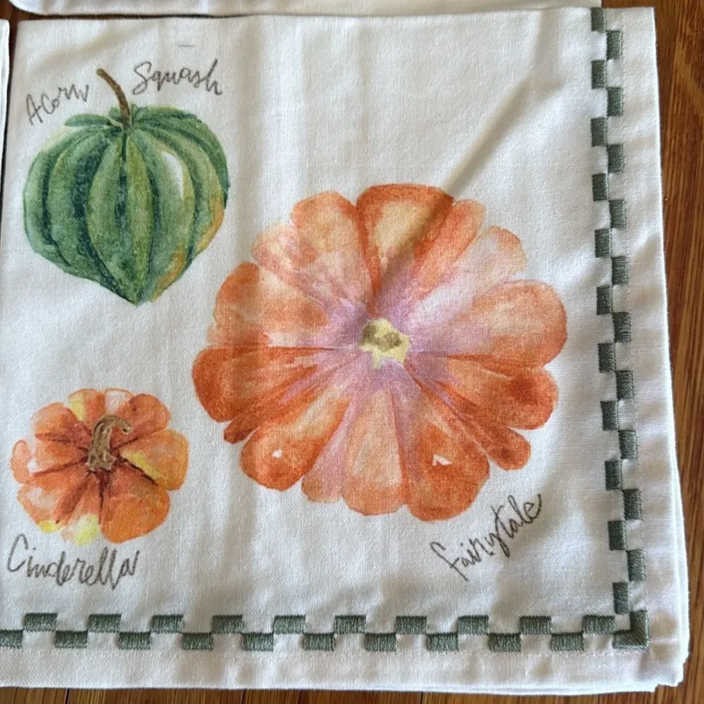 Anthropologie Types of Pumpkins Napkins, Set of 4